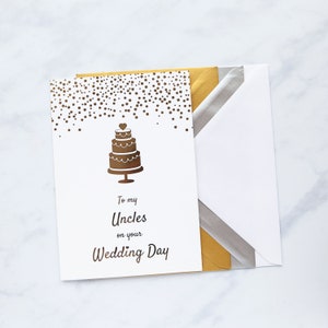 An meine Onkel auf Ihrem Hochzeitstag Weiß und Gold Karte, Uncles Same Sex Wedding Greetings Karte, LGBT Hochzeitskarte, Gay Onkels Hochzeitskarte