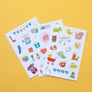 Stickervellen voor baby's voor scrapbooking en journaling, 48 stuks genderneutrale pasgeboren babystickers voor scrapbooking, uniseks stickers