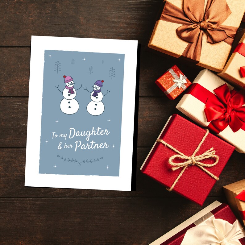 To my Daughter and her Partner Christmas Card Snowman | Etsy