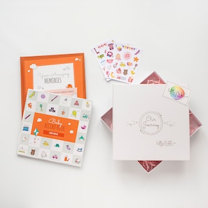 Coffret cadeau papa et tout-petit, panier pour les parents à un enfant plus âgé, comprend un carnet de bébé papa et moi, un livre de croissance et des feuilles d'autocollants.