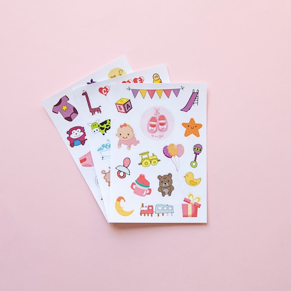 Baby Girl Sticker Sheets Set for Scrapbooking and Journaling, 46