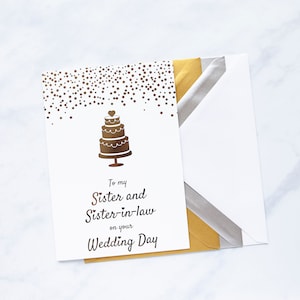 À ma sœur et ma belle-sœur le jour de votre mariage carte blanche et or, carte de mariage sœur de même sexe, mariage, carte de mariage sœur lesbienne