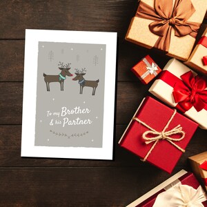 To my Brother and his Partner Christmas Card, Reindeer Greetings card, LGBT Christmas Card, Brother and Husband, Gay Brother and Boyfriend image 2
