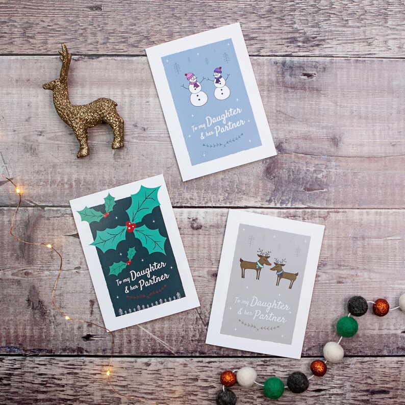 To my Daughter and her Partner Christmas Card Snowman | Etsy