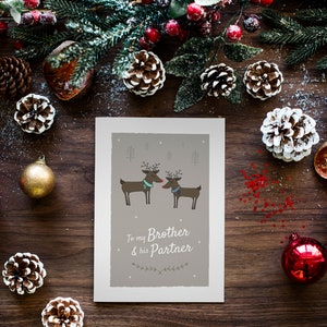 To my Brother and his Partner Christmas Card, Reindeer Greetings card, LGBT Christmas Card, Brother and Husband, Gay Brother and Boyfriend image 8