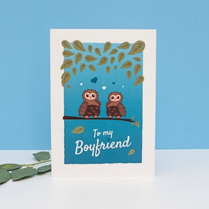 À ma carte de petit ami, carte pour mon petit ami, carte pour mon partenaire, carte de Saint Valentin gay, même sexe, Saint Valentin, carte bleue, hibou mignon