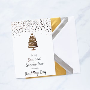 À mon fils et mon gendre le jour de votre mariage Carte de mariage blanc et or, carte de voeux de mariage homosexuel pour fils