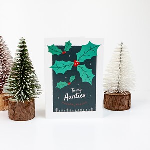 À ma carte de Noël de tantes, carte de voeux Holly, carte de Noël de la famille LGBT, tantes de même sexe, deux tantes, deux tantes