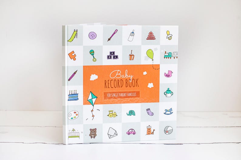 Solo Parent Baby Memory Book, Modern Baby Record Book for gifting as a Baby Shower Gift, New Baby Gift, New Parent Gift for Single Parent image 1