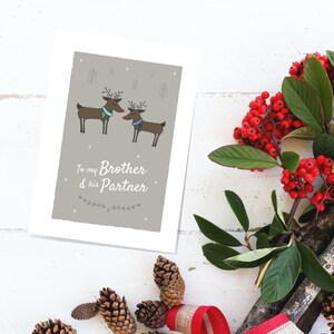 To my Brother and his Partner Christmas Card, Reindeer Greetings card, LGBT Christmas Card, Brother and Husband, Gay Brother and Boyfriend image 4