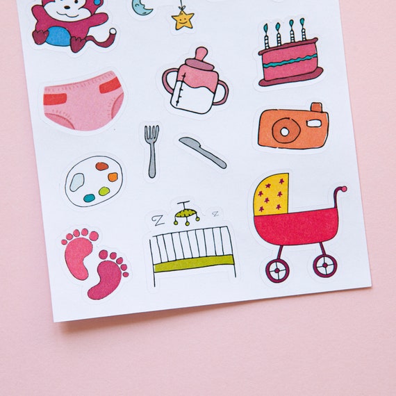 Baby Girl Sticker Sheets Set for Scrapbooking and Journaling, 46