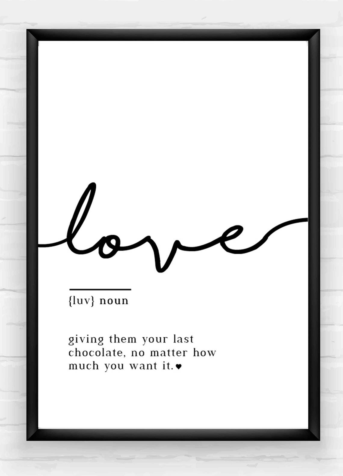 Love Definition Print Gift for Her Gift for Him Valentines Etsy