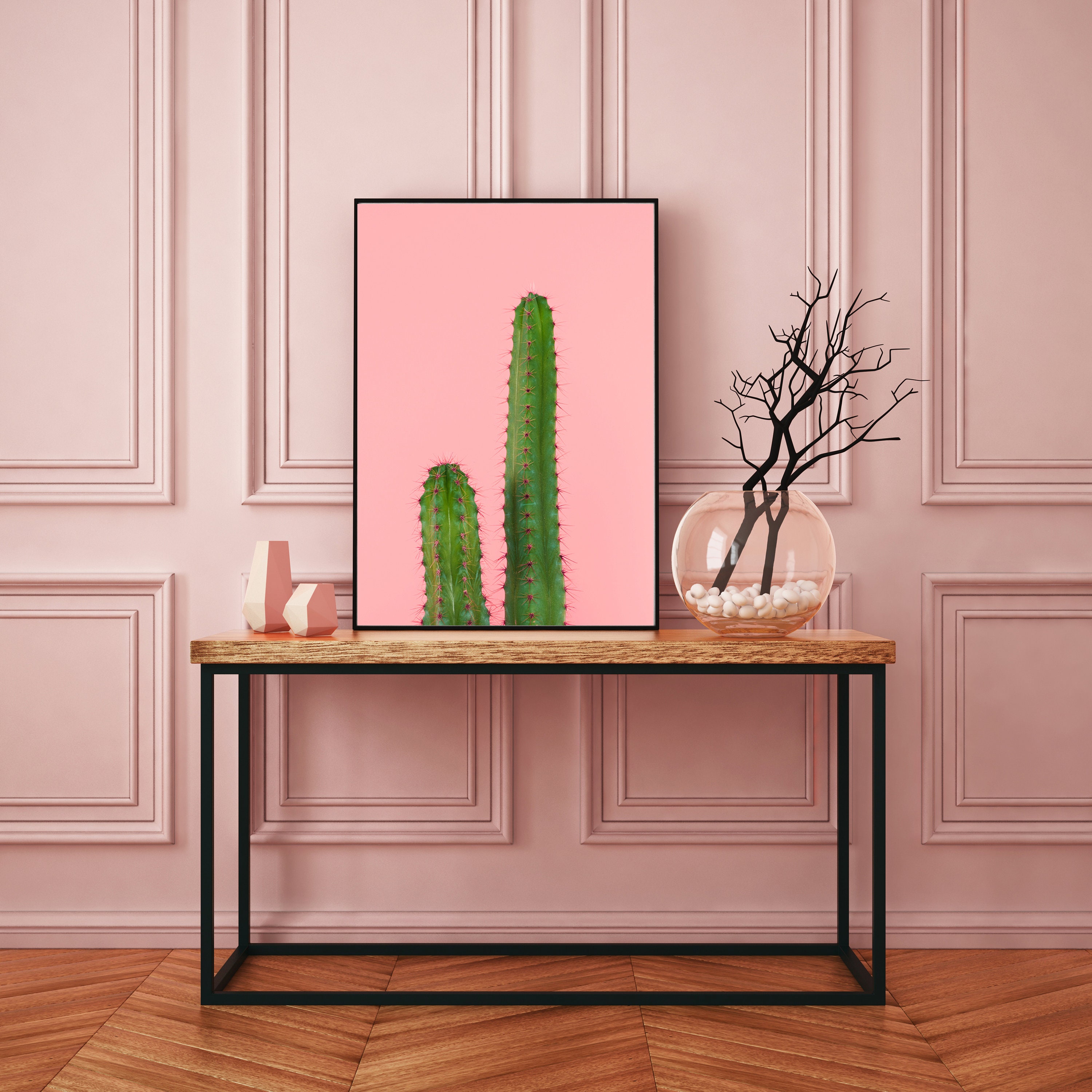 The Pink Cactus Print Cactus Wall Art Home Decor Botanical Etsy