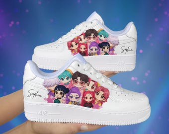 Zapatillas Kpop Demon Hunter pintadas a mano, zapatos para niños, zapatillas para bebé, Air Force 1 personalizadas para niños, regalo para ella