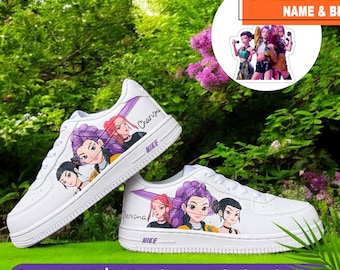 Buty Kpop Demon Hunter z nadrukiem, buty dziecięce, trampki dla niemowląt, ręcznie malowane buty Air Force 1, buty z nadrukiem