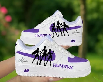 Zapatos personalizados Huntrix para niños, zapatos pintados de Demon Hunter de Kpop, zapatos para niños, zapatillas para bebés, Air Force 1 pintadas a mano, zapatillas personalizadas