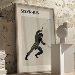 Sisyphus Myth art printable | Greek Mythology print | Classic Art History print | Mediterranean wall decor | Instant download