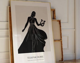 Greek muse Terpsichore art printable | Greek mythology art | Mediterranean poster | The Muses Collective | Instant download