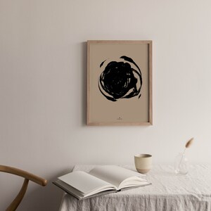 Circle brush stroke art printable, Abstract geometric art, Minimal modern wall art, Neutral line art print image 2
