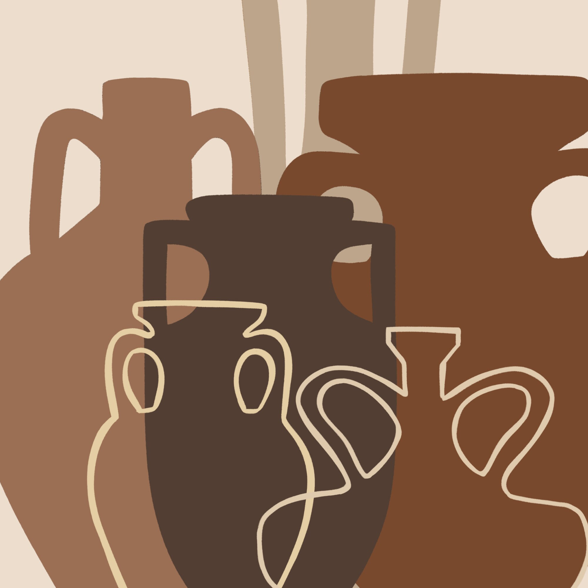 Greek Vases Art Printable, Pottery Wall Art, Minimalist Scandinavian ...