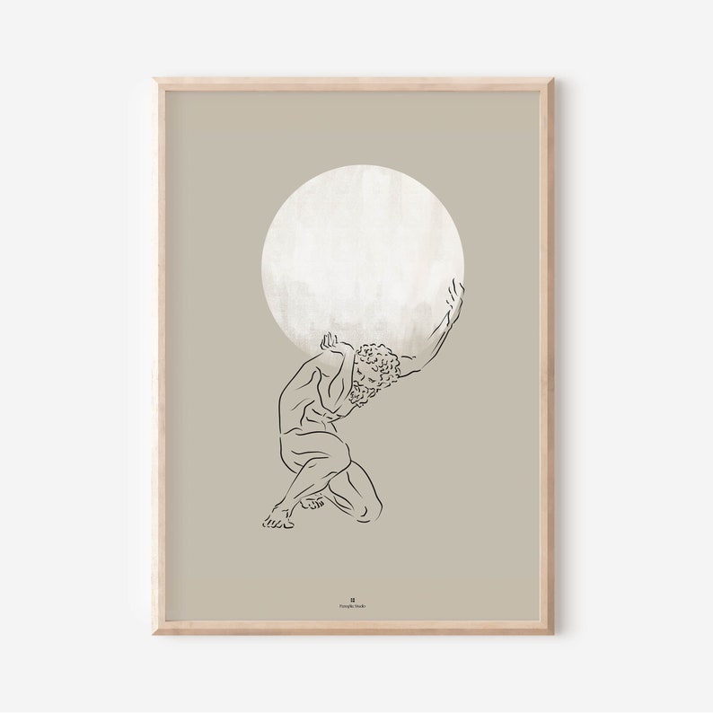 Atlas Mythology Art Printable Mythology Wall Art Minimal Etsy