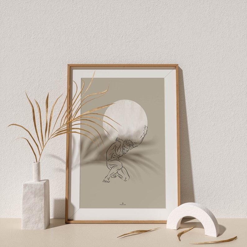 Atlas Mythology Art Printable Mythology Wall Art Minimal Etsy