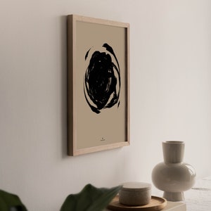 Circle brush stroke art printable, Abstract geometric art, Minimal modern wall art, Neutral line art print image 5