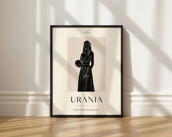 Greek Muse Urania art printable, Greek mythology art, Woman art print, The Muses print, Neutral minimal art