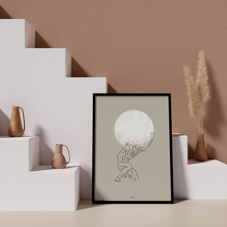 Atlas Mythology Art Printable Mythology Wall Art Minimal Etsy