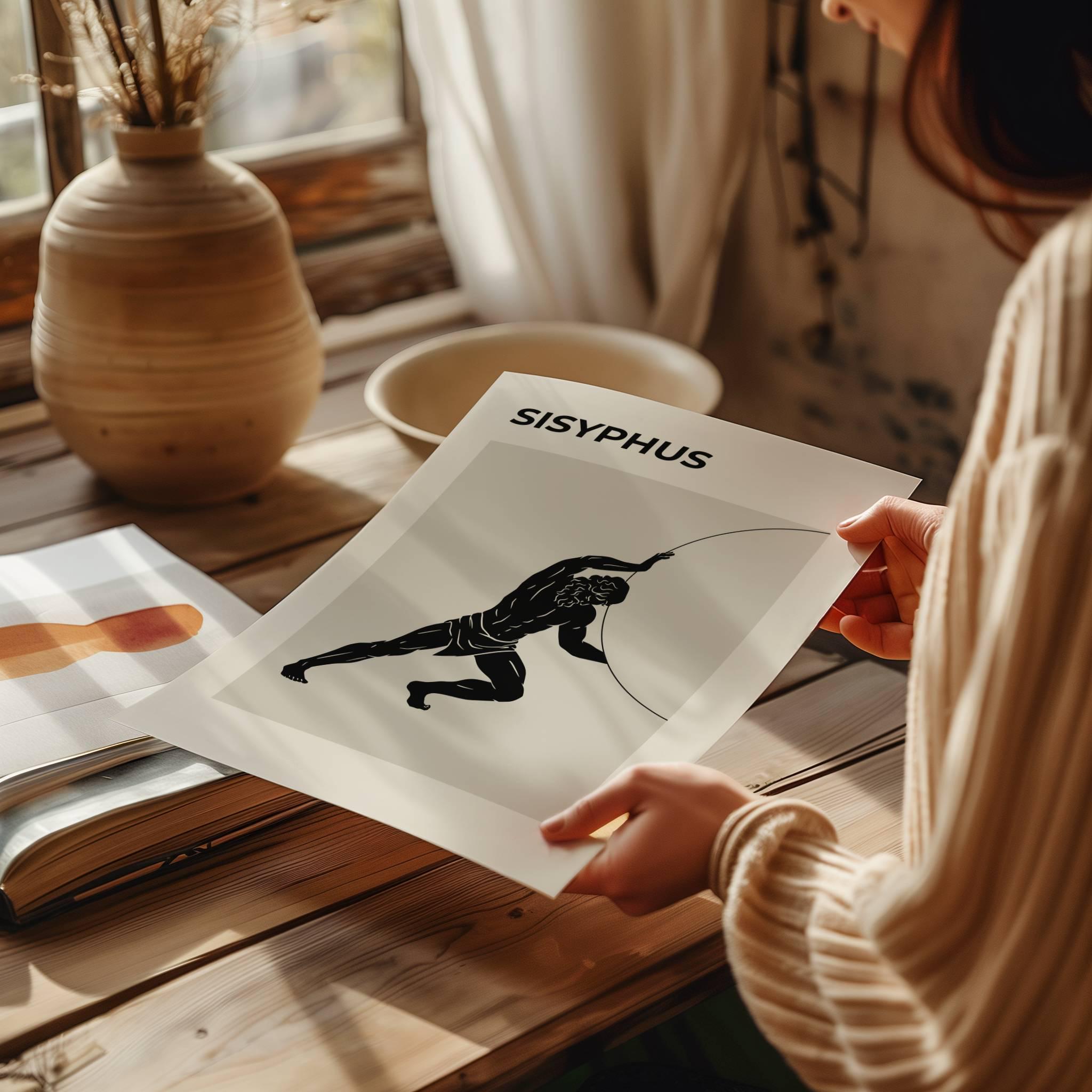 Sisyphus Myth Art Printable | Greek Mythology Print | Classic Art