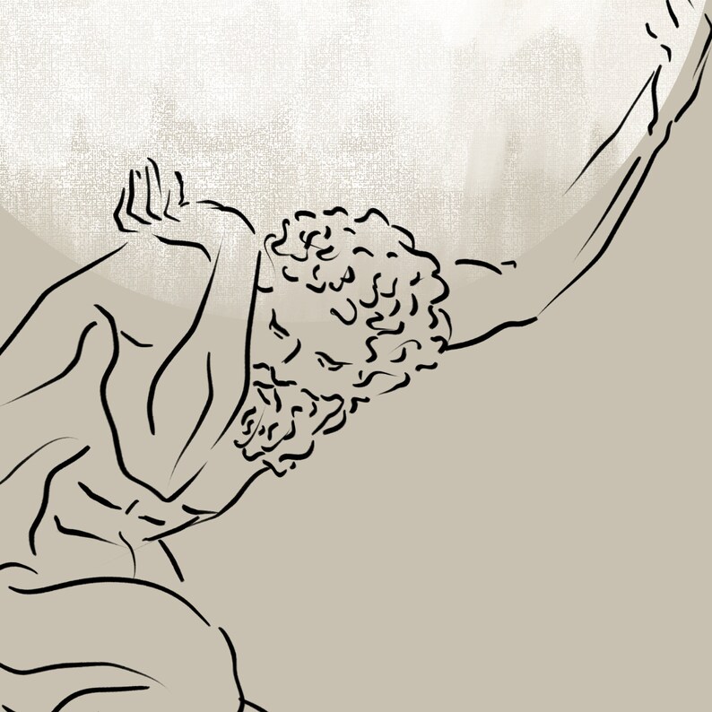 Atlas Mythology Art Printable Mythology Wall Art Minimal Etsy