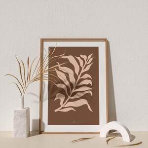 Modern leaf print, Abstract leaf art print, Minimal leaf poster, Modern botanical drawing, Modern art printable, Matisse print, Neutral art image 6