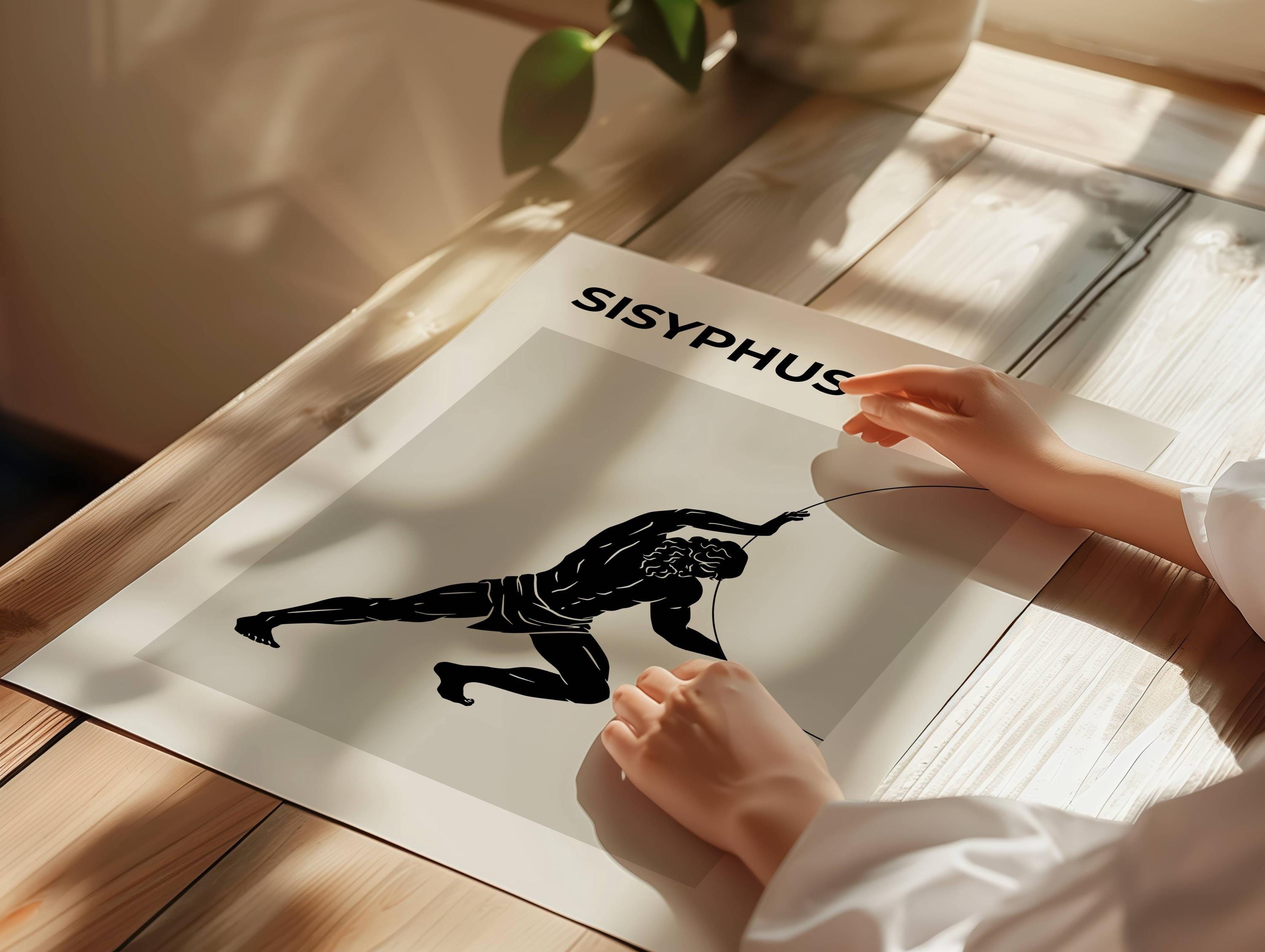 Sisyphus Myth Art Printable | Greek Mythology Print | Classic Art