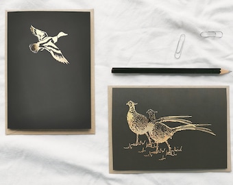 Satz von 6 Game Birds Karten | Fasan, Gänse & Entenkarten | Spiel Vögel Kunstkarten | Vogel-Liebhaber-Geschenk-Set | Karte Geschenk-Set | Fasan-Karte