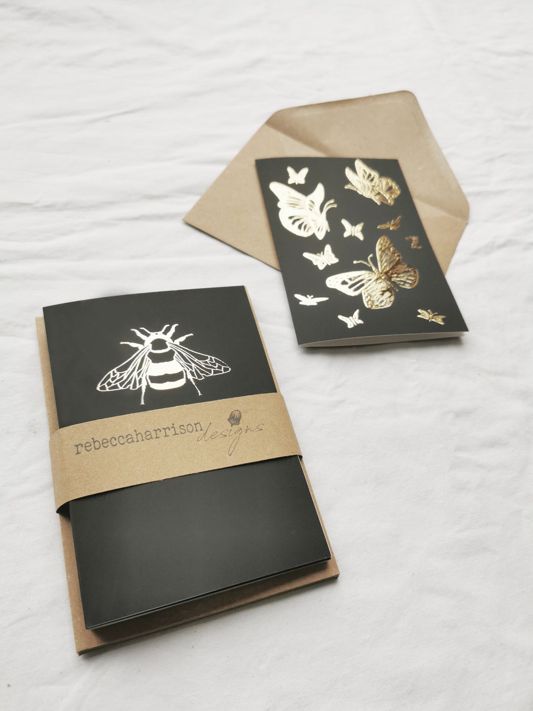 Set of 6 Bee Butterfly & Dragonfly Cards | Blue Bee Cards | Bee Gift ...