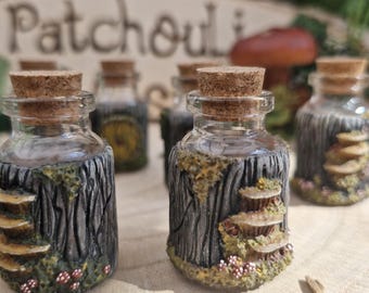 Fairy Gift - Stash Jars - Mini Woodland Inspired Glass Jars - Pixie - Mushroom - Fungi - Toadstool - Moss - Nature - Hippie - Witchy
