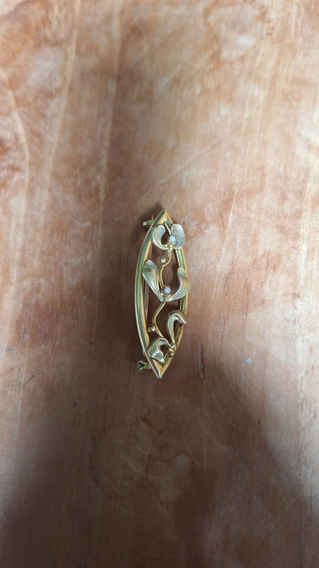 Broche Cigogne ORIA Art Nouveau Plaqué Or – Bijou Ancien De Qualité, Occasion
