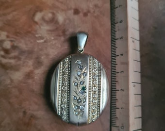 Médaillon Pendentif Ouvrant à Secret En Métal Doré Et Agate - Époque Napoleon III - Occasion