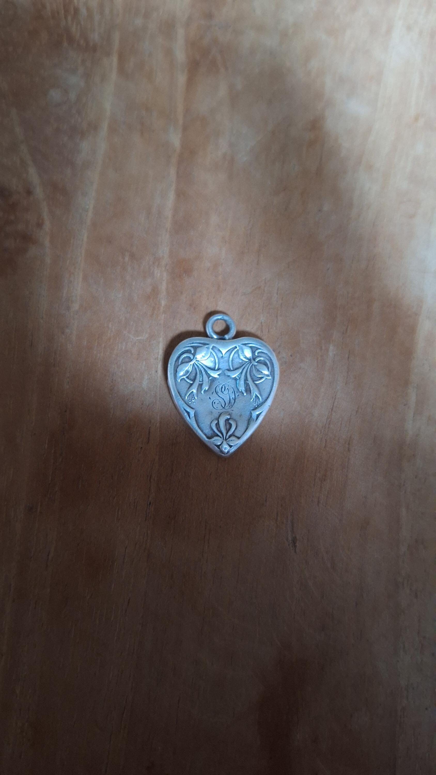 Pendentif Ancien En Argent Massif 925 - Porte-photo Style Art Déco - Créateur - Occasion