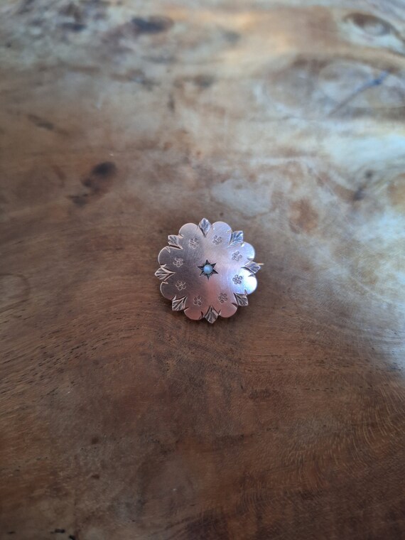 Broche Ancienne Victorienne XIXe Siècle - Argent Vermeil, émail Bleu Et Perle - Bijou Vintage Rare
