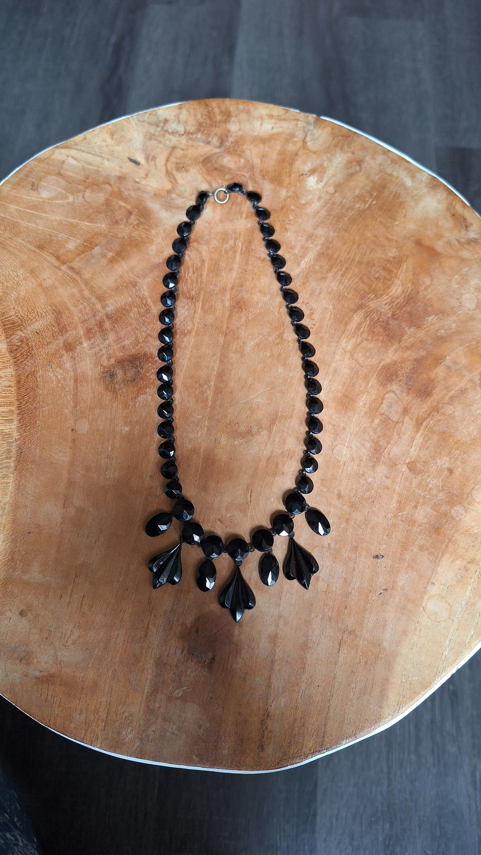Collier En Jais à Facettes Et Strass - Fin XIXe Siècle, Occasion Bon état