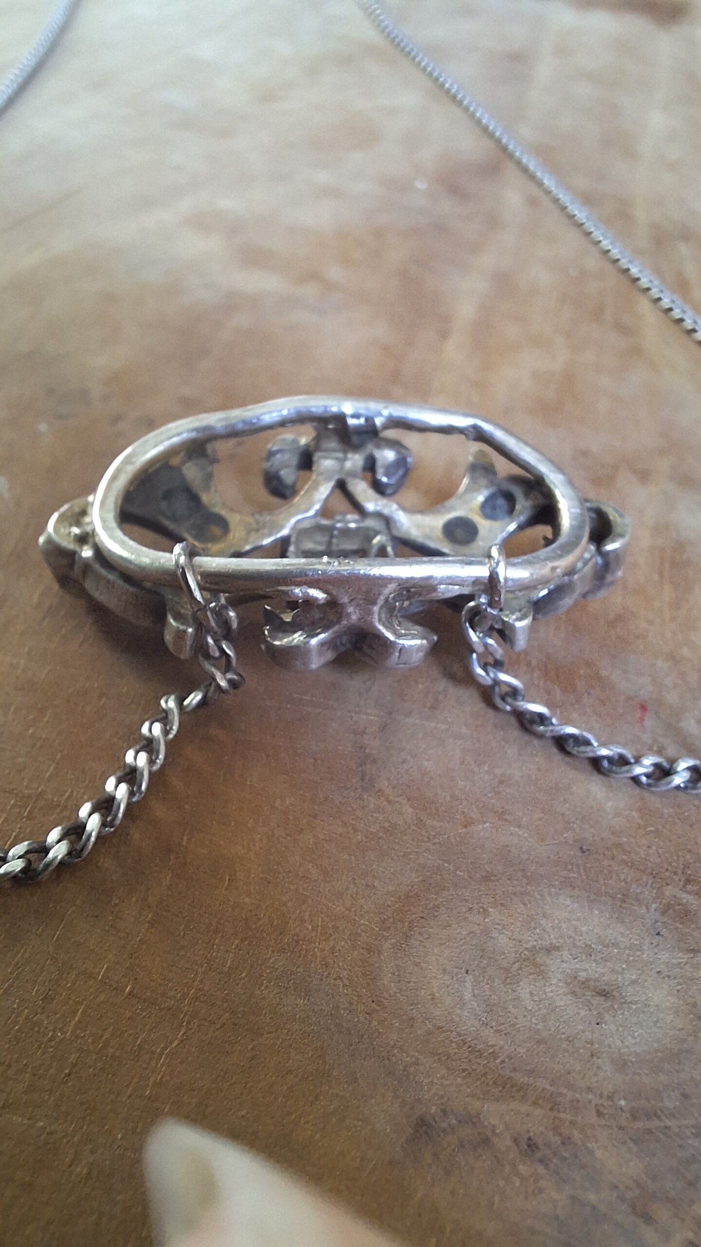 Collier Ancien Pendentif Pierre Bleue En Vermeil (argent 925 Doré) - Occasion, Bon état
