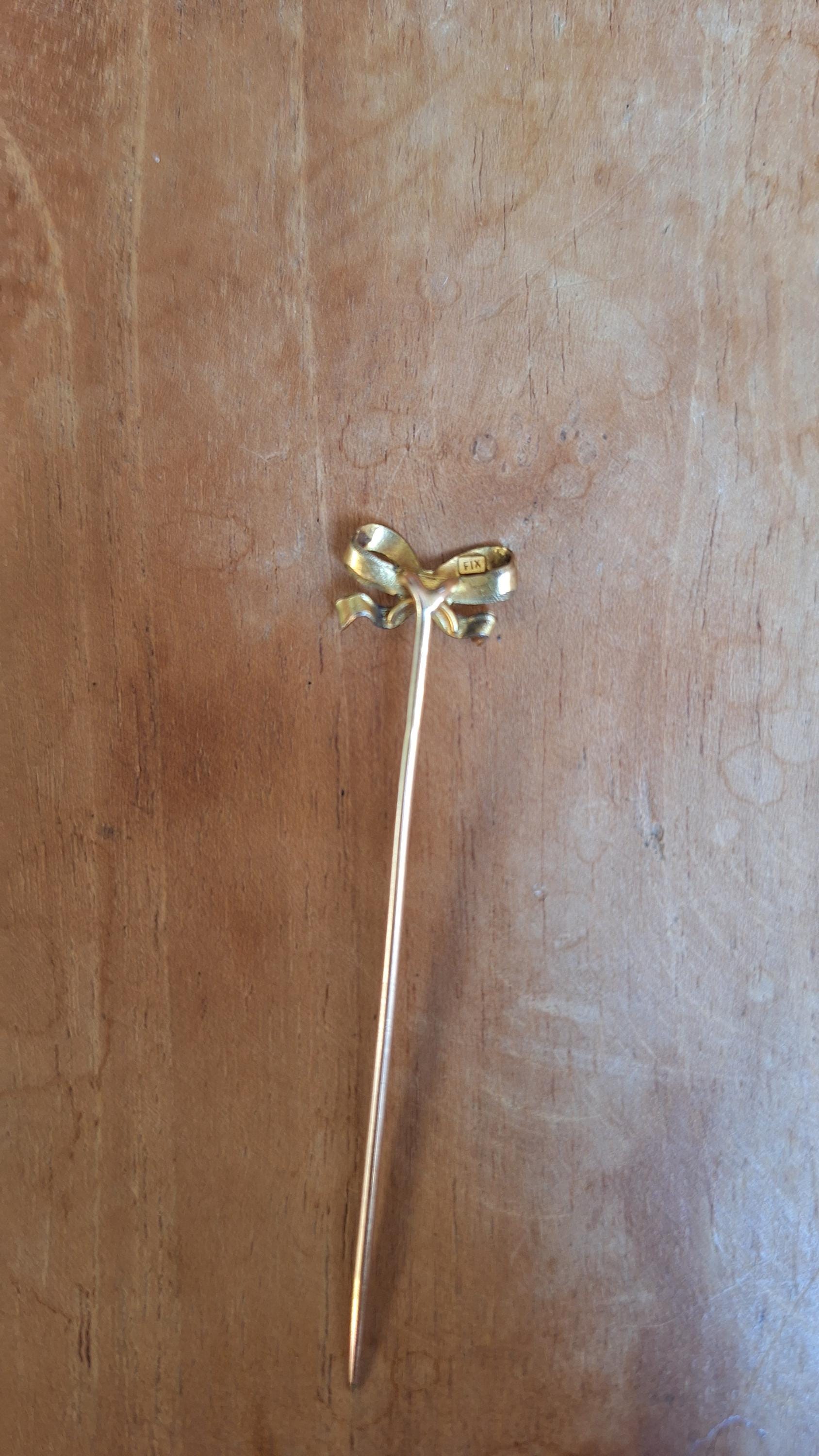 Épingle à Cravate Art Nouveau En Plaqué Or - Fix Poinçonnée, Avec Perle, Occasion