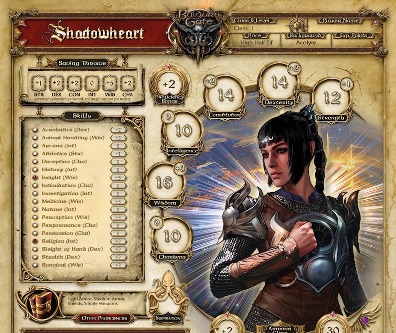 Baldur #39 s Gate 3 Digital Character Sheets for Shadowheart Etsy Canada Baldur #39 s Gate 3 Digital Character Sheets for Shadowheart Etsy Canada