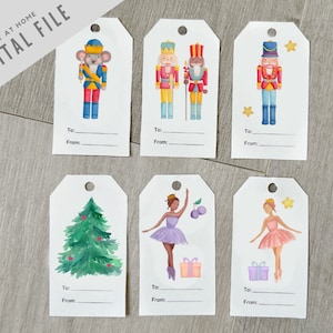Etiquetas de presente quebra-nozes para impressão, etiquetas digitais para presentes de Natal, etiquetas para presentes, etiquetas para presentes faça você mesmo, etiquetas para presentes para impressão, download digital, instantâneo