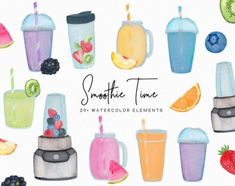 Smoothie clip art - Watercolor smoothies  - watercolor fruit clip art - healthy eating clip art - juicing - instant - Commercial Use