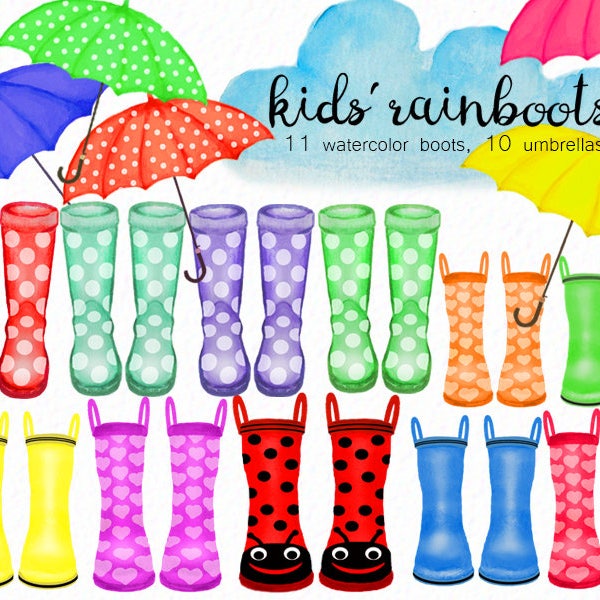 Children's rainboots - rainboot clip art - spring clip art - rainy day clipart - family rainboots - instant download - Commercial Use