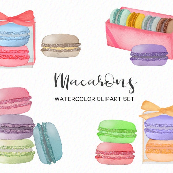 Image clipart macaron - macarons aquarelle - clipart dessert - macarons français - aquarelle clip art boulangerie - téléchargement immédiat - usage Commercial