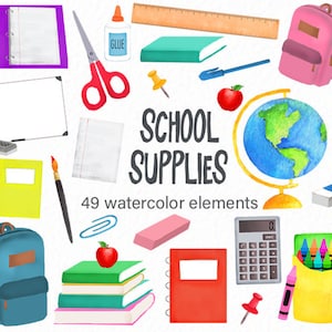 School Supplies clip art - Back to school clipart - book clipart - teacher clipart - classroom clipart - instant download - Commercial