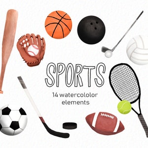 Kawaii Sports Clipart, Baseball clipart, football, Baseball, Basketball,  Soccer, golf clipart, commercial use svg and png
